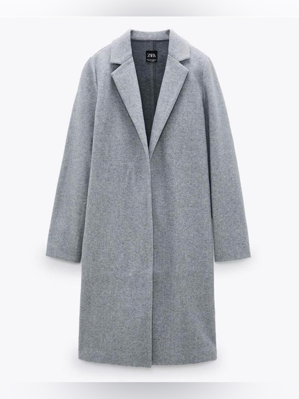 Zara Grey Single-Breasted Long Coat